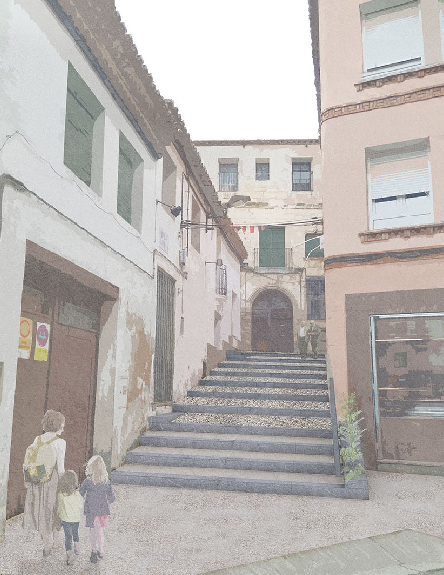 Reurbanización de escalera en Calle la Peña , Épila (Zaragoza)